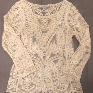 Express Baroque long sleeve full lace top. Size M